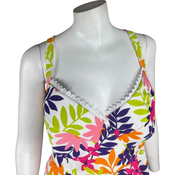 Terra & Sky 1X Tankini Top Swimwear Floral Molded Cup Underwire NWT Plus Size - Picture 8 of 14